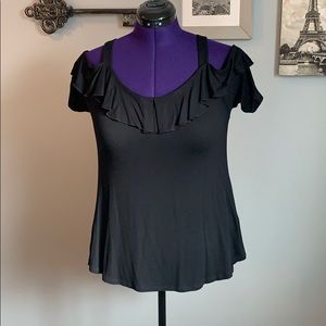 Cable and Gauge Cold Shoulder Top